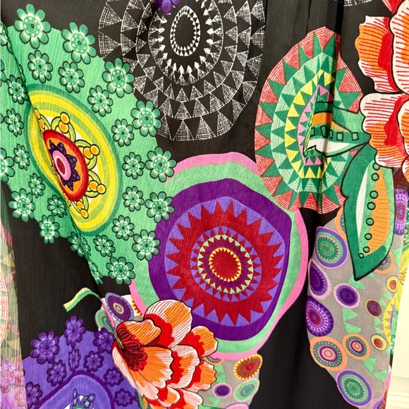 Desigual EUC Sz 12 Colorful Felt Beaded Floral Sleeveless Halter Dress (0609) - Picture 13 of 16